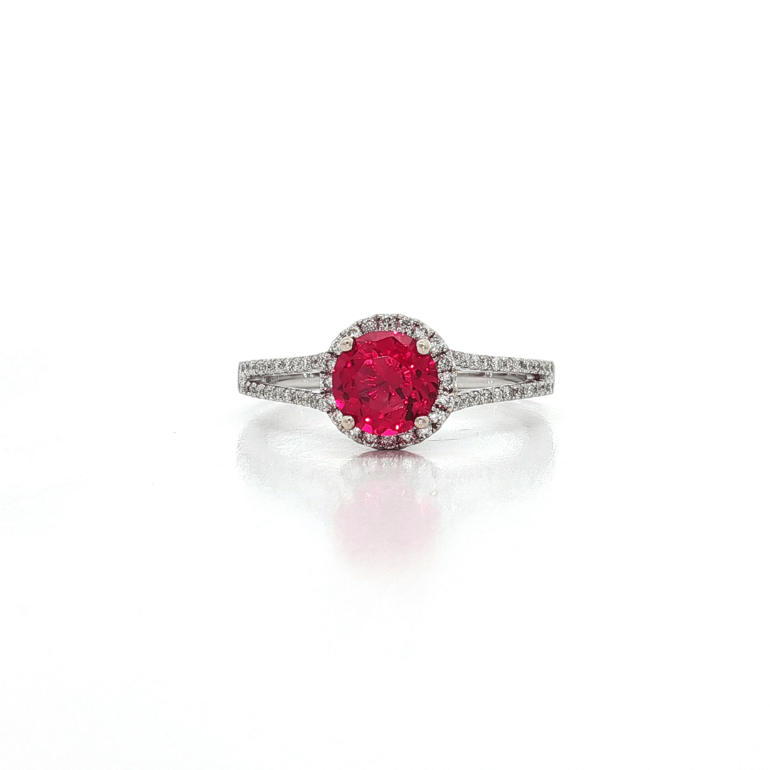 1.50 CTW AAAA Grade Red Spinel & Natural Round Brilliant Cut Colorless Diamond Ring in 18kt White Gold – Jewelry Depot, Inc.