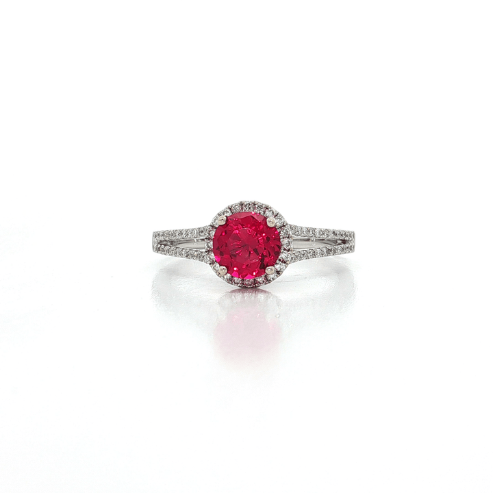 1.50 CTW AAAA Grade Red Spinel & Natural Round Brilliant Cut Colorless Diamond Ring in 18kt White Gold – Jewelry Depot, Inc.