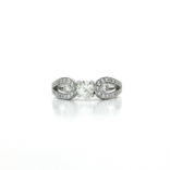 Pavé Three-Stone Near-Colorless Diamond Engagement Ring (1 ⅜ ct. tw.) in 18k White Gold