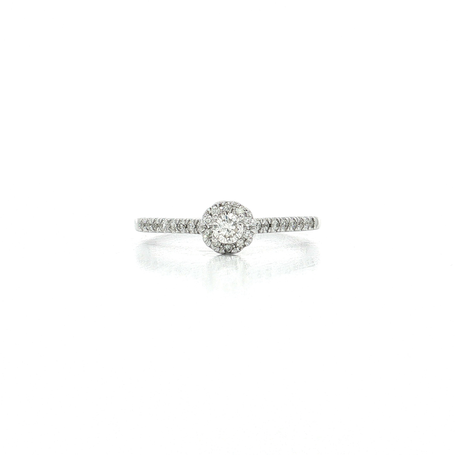 Round Brilliant Cut Colorless Diamond Halo Engagement Ring (1/2 ct. tw.) 14k White Gold