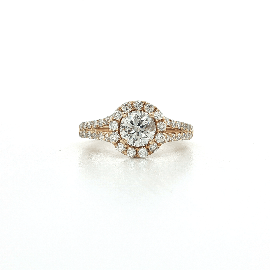 Colorless Diamond Split-Shank Halo Ring (1 ‚Öó ct. tw.) in 14k Yellow Gold