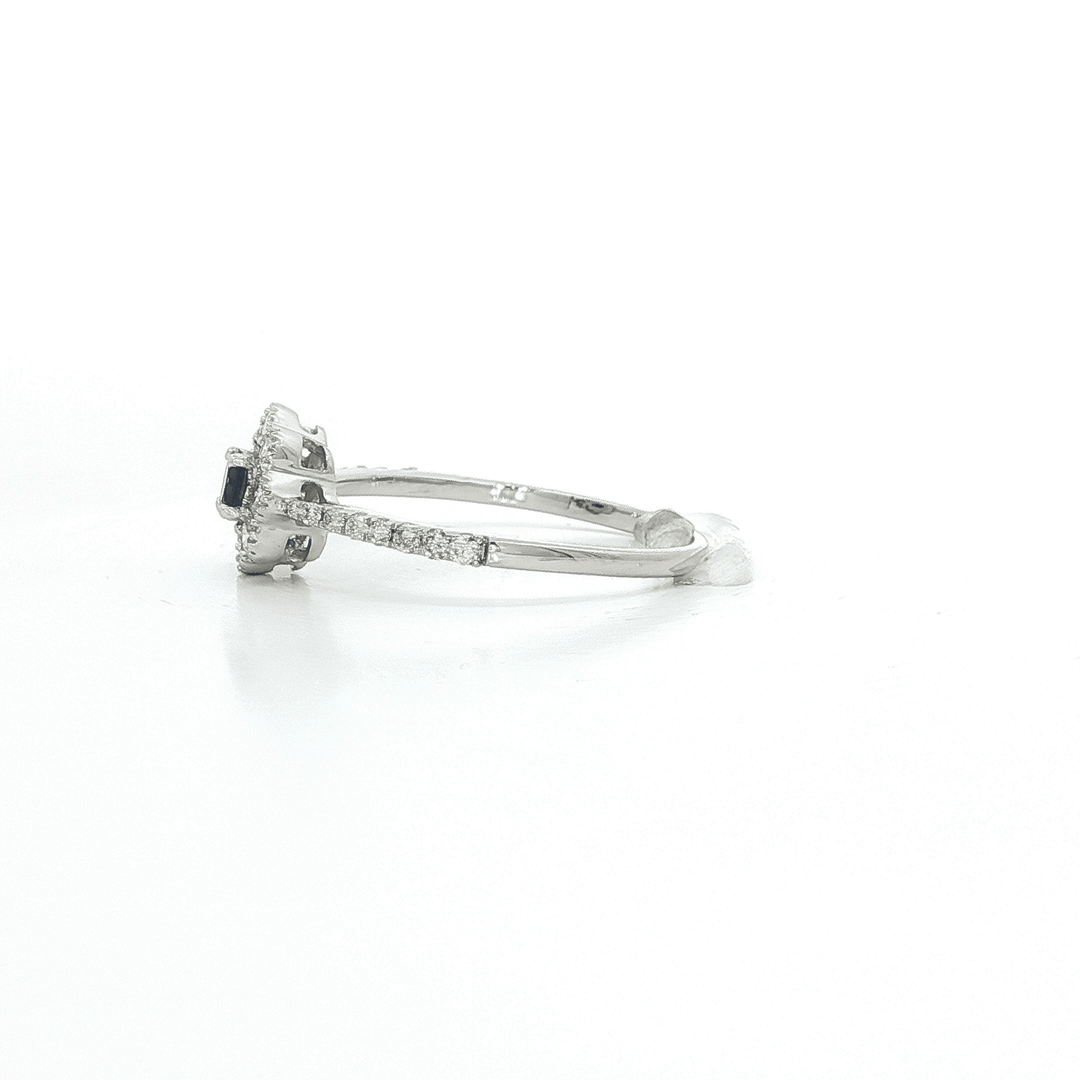 0.36 CTW Natural Diamond & 0.16 CTW Deep Blue AAAA Grade Natural Sapphire Flower Ring in 14kt White Gold – Jewelry Depot, Inc.