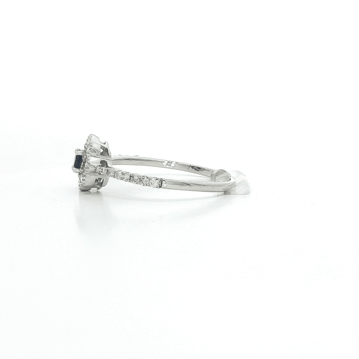 0.36 CTW Natural Diamond & 0.16 CTW Deep Blue AAAA Grade Natural Sapphire Flower Ring in 14kt White Gold – Jewelry Depot, Inc.