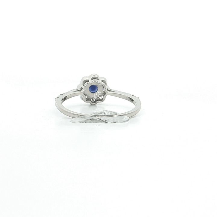 0.36 CTW Natural Diamond & 0.16 CTW Deep Blue AAAA Grade Natural Sapphire Flower Ring in 14kt White Gold – Jewelry Depot, Inc.