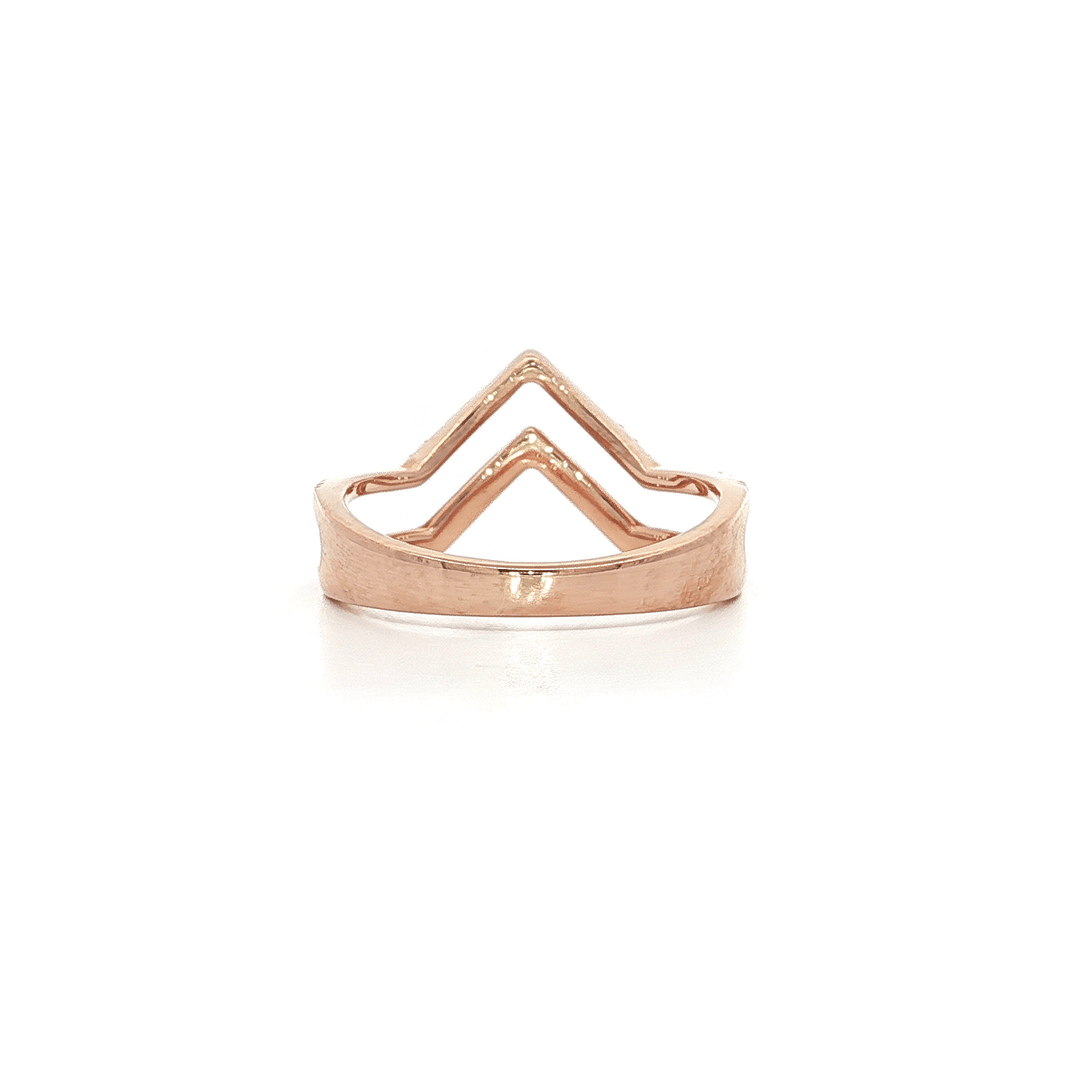 0.16 CTW Natural Round Brilliant Cut Near - Colorless Diamonds Pavé - set in a Chevron Style Ring With Pink Enamel in 14kt Rose Gold – Jewelry Depot, Inc.