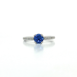 Round Brilliant Cut Vivid Blue Sapphire Diamond Ring (⅞ ct. tw.) in 18k White Gold