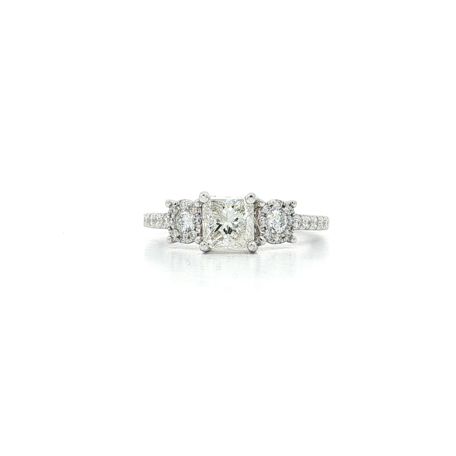 Three-Stone Near-Colorless Diamond Engagement Ring (1 1/4 ct. tw.) 18k White Gold