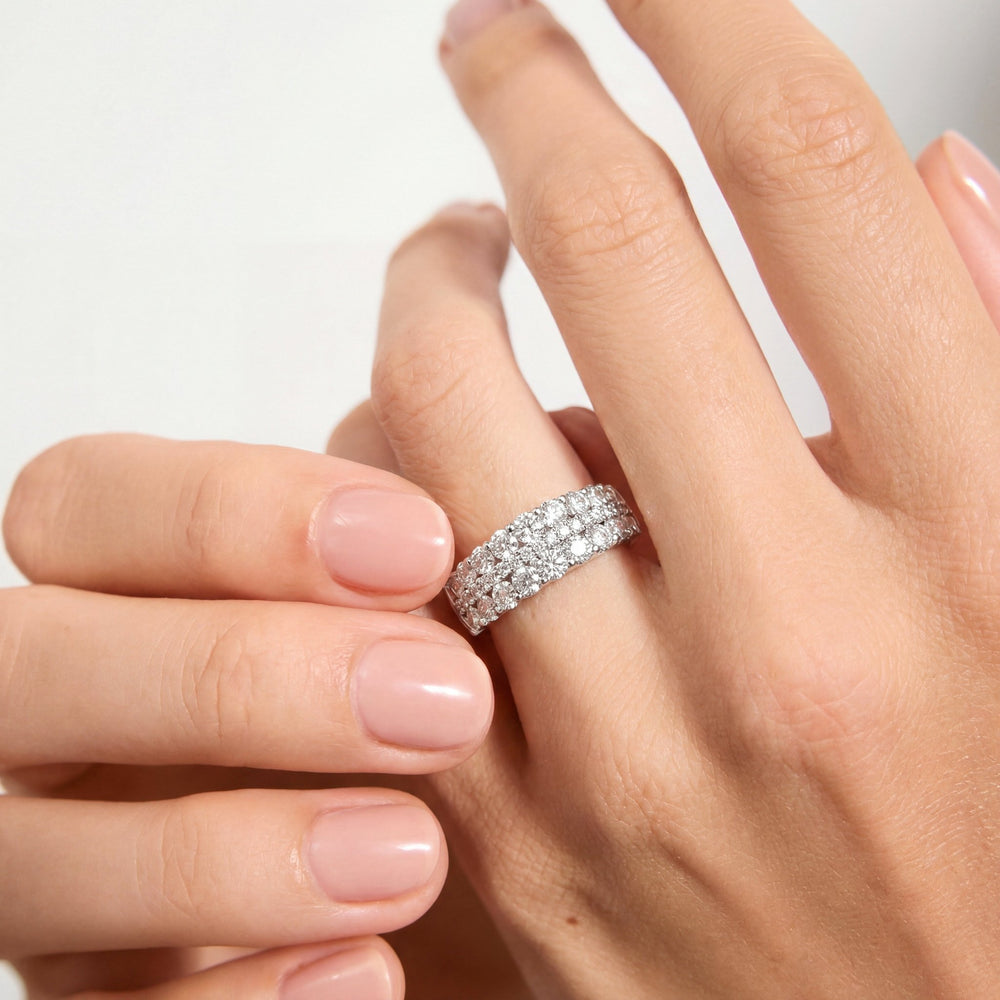 1.52 CTW Colorless Nearly Flawless Natural Diamond Three - Row Anniversary Ring in 14kt White Gold – Jewelry Depot, Inc.