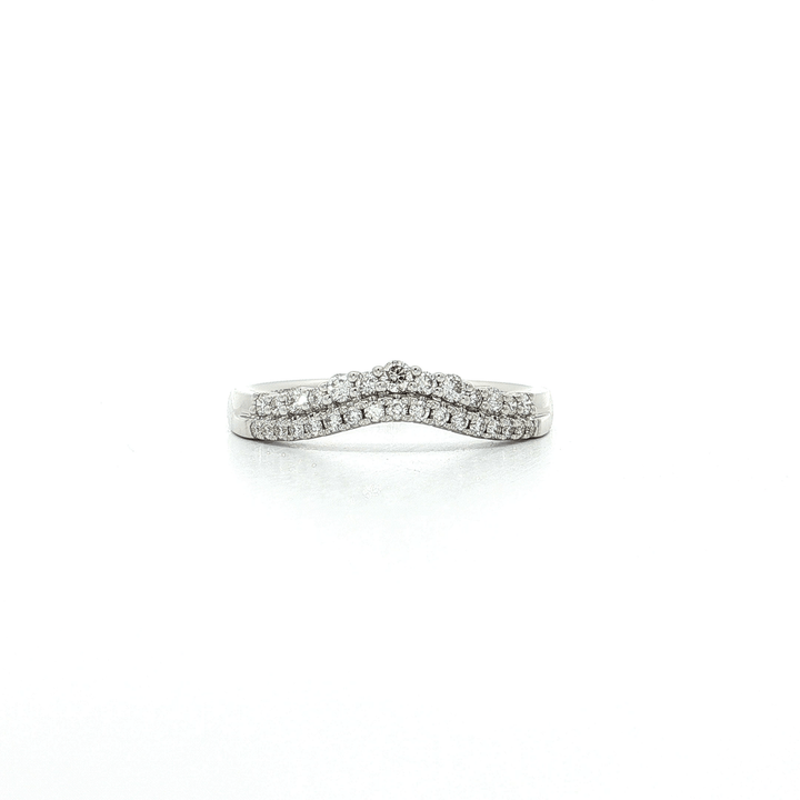0.25 CTW Colorless Near Flawless Natural Round Brilliant Cut Diamonds Double Strand Curved Crown Style Wedding Band in 18kt White Gold – Jewelry Depot, Inc.