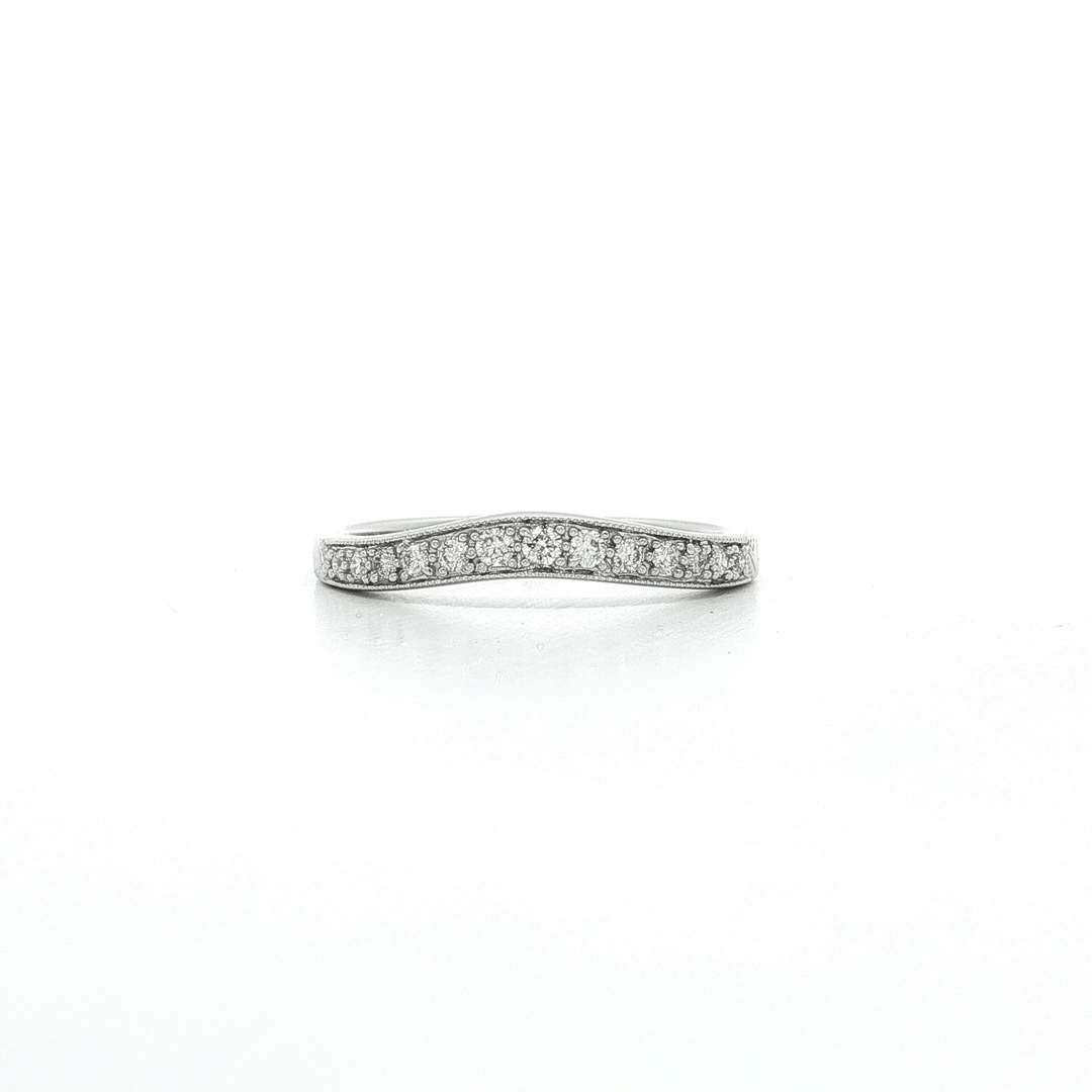 0.16 CTW Natural Colorless Nearly Flawless Round Brilliant Cut Diamonds in a Curved Style Wedding Band in 14kt White Gold – Jewelry Depot, Inc.
