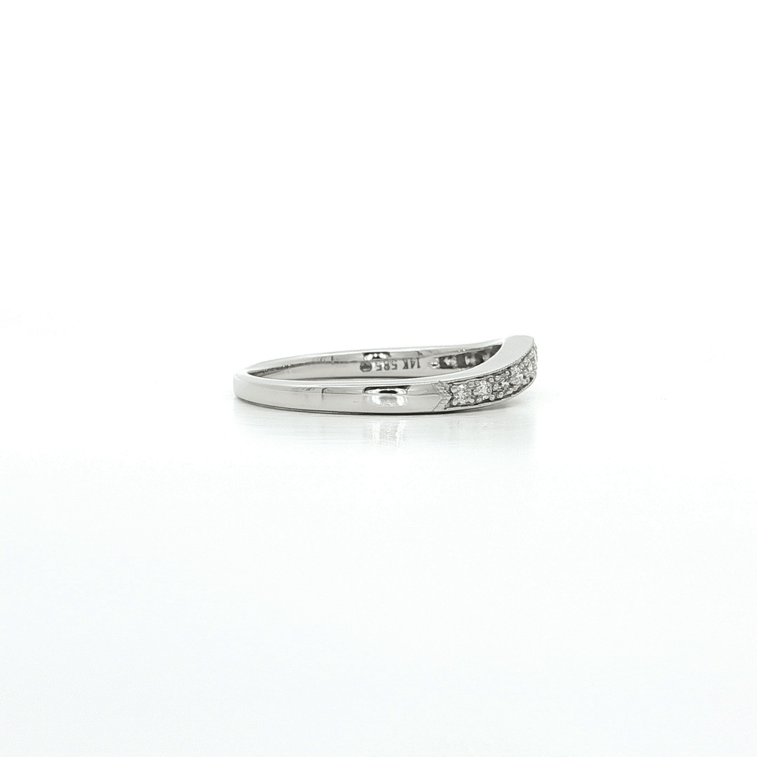 0.16 CTW Natural Colorless Nearly Flawless Round Brilliant Cut Diamonds in a Curved Style Wedding Band in 14kt White Gold – Jewelry Depot, Inc.