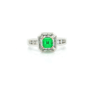 1.51 CTW Natural Asscher Cut AAA Grade Emerald & Colorless Diamond Ring in 18kt White Gold – Jewelry Depot, Inc.