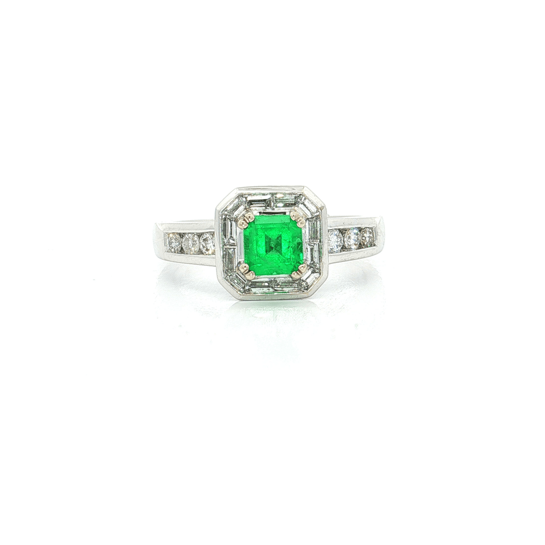 1.51 CTW Natural Asscher Cut AAA Grade Emerald & Colorless Diamond Ring in 18kt White Gold – Jewelry Depot, Inc.