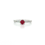 Deep Red Ruby and Nearly Flawless Diamond Ring (⅚ ct. tw.) in 14k White Gold