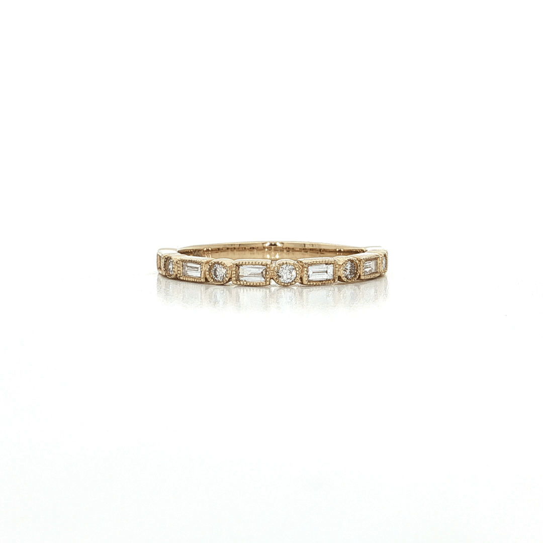 0.50 CTW Natural Round Brilliant & Baguette Cut Colorless Diamonds in a 14kt Yellow Gold Ring – Jewelry Depot, Inc.