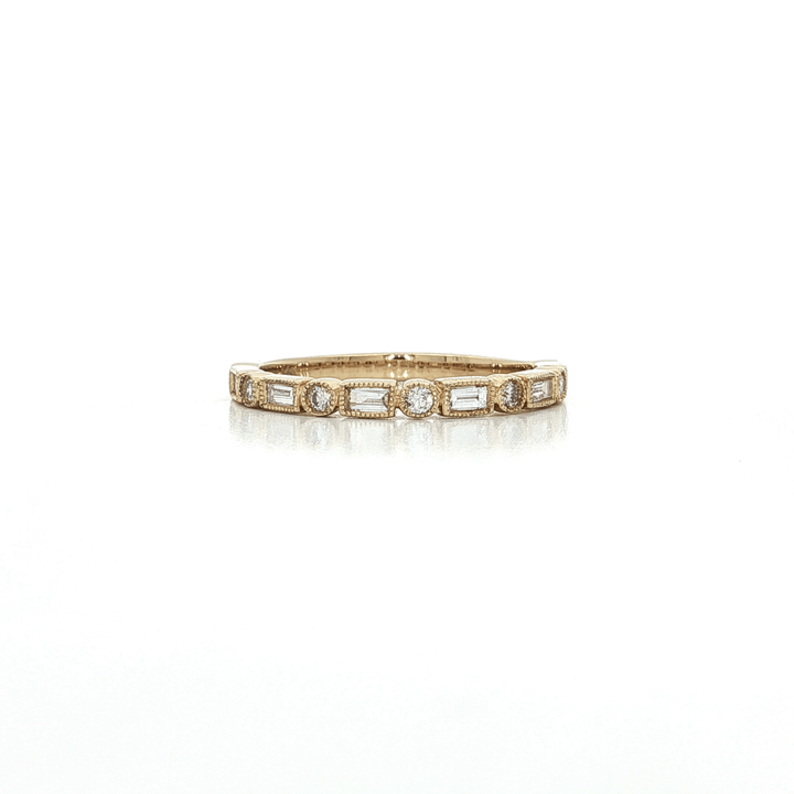 0.50 CTW Natural Round Brilliant & Baguette Cut Colorless Diamonds in a 14kt Yellow Gold Ring – Jewelry Depot, Inc.