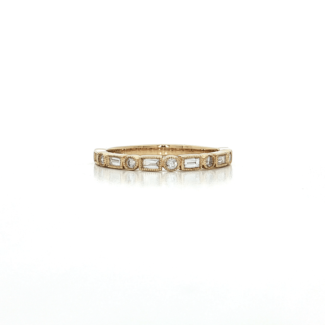 0.50 CTW Natural Round Brilliant & Baguette Cut Colorless Diamonds in a 14kt Yellow Gold Ring – Jewelry Depot, Inc.