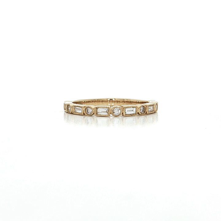 0.50 CTW Natural Round Brilliant & Baguette Cut Colorless Diamonds in a 14kt Yellow Gold Ring – Jewelry Depot, Inc.