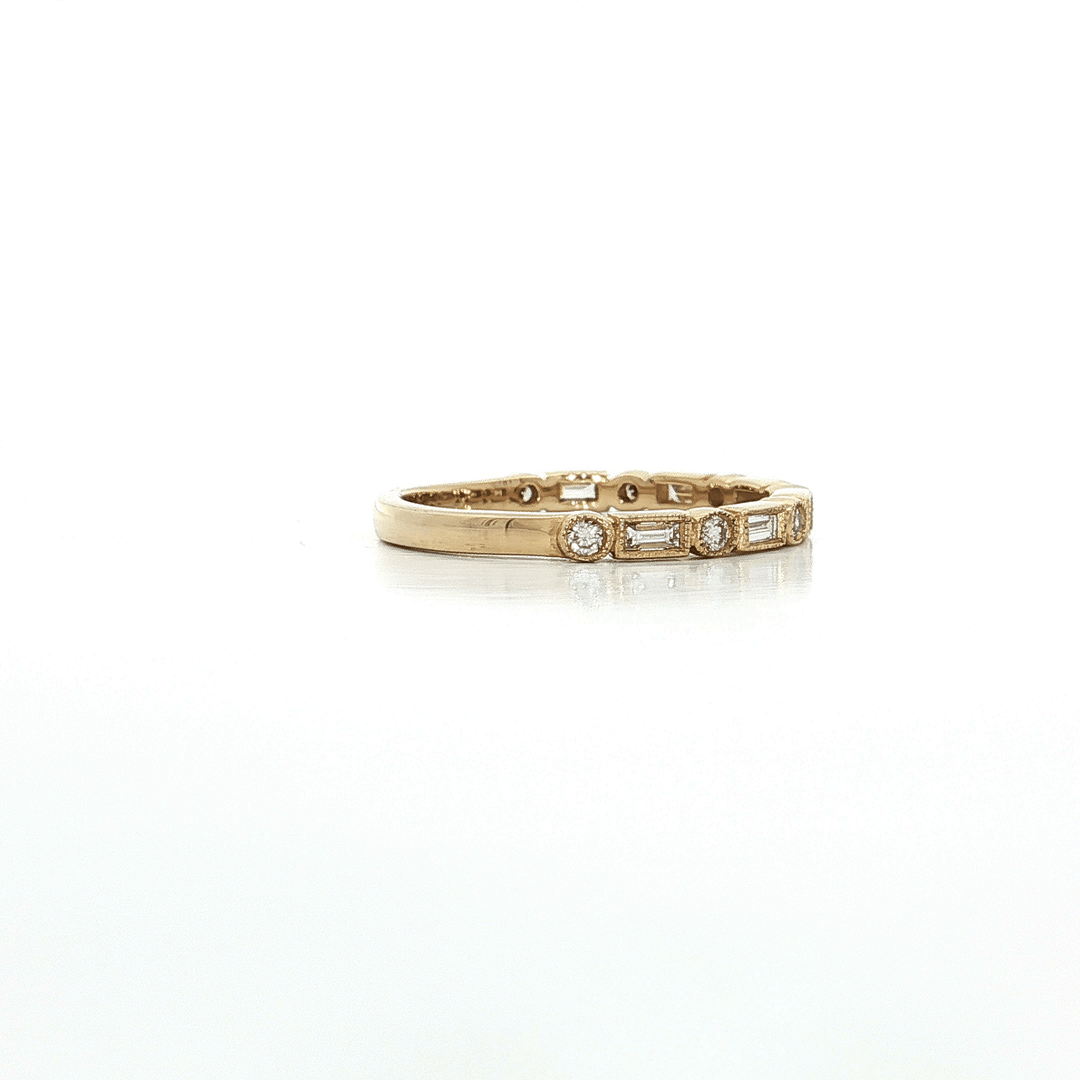 0.50 CTW Natural Round Brilliant & Baguette Cut Colorless Diamonds in a 14kt Yellow Gold Ring – Jewelry Depot, Inc.