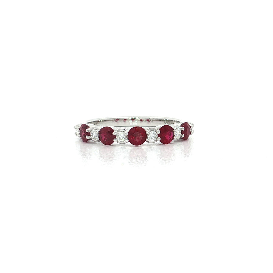 Vivid Ruby & Colorless Diamond Ring (1 1/6 ct. tw.) 14k White Gold