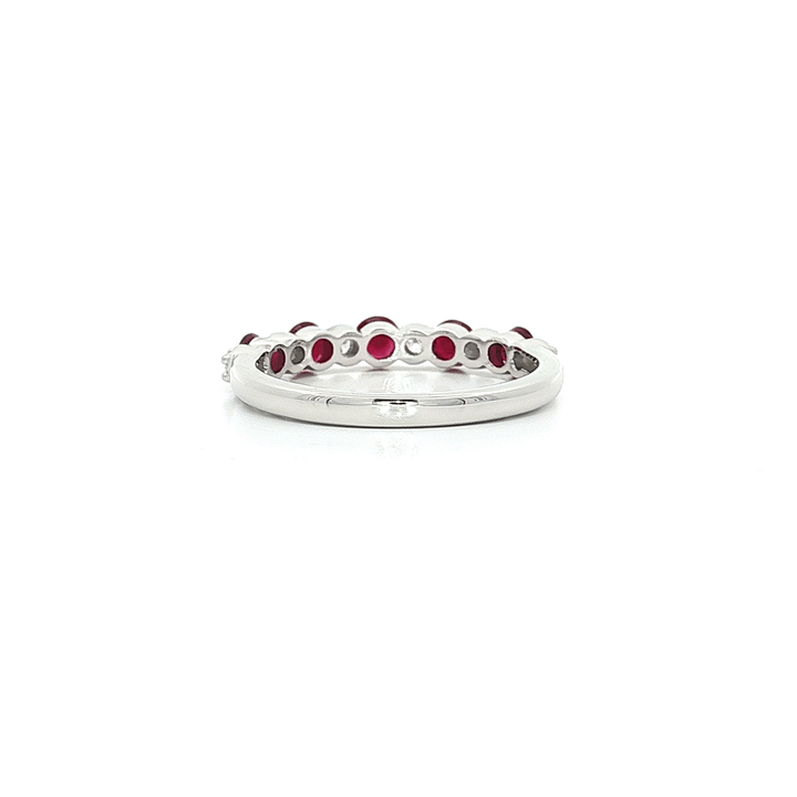 1.15 CTW AAA Grade Ruby & Colorless Nearly Flawless Round Brilliant Cut Diamond Band in 14kt White Gold – Jewelry Depot, Inc.