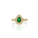Pear Vivid Emerald & Diamond Halo Ring (1 ct. tw.) in 14k Yellow Gold