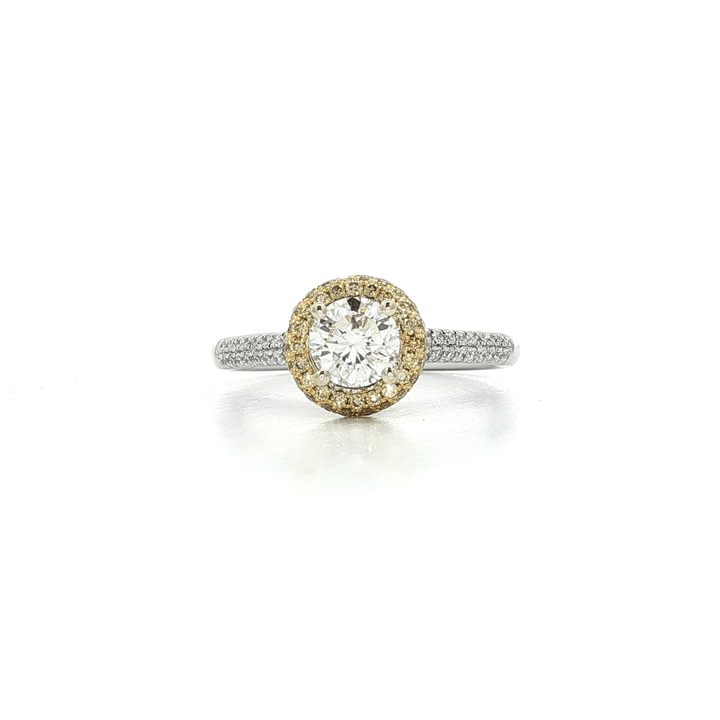 1.62 CTW EGL USA Certified White & Fancy Yellow Diamond Engagement Ring in 18kt White & Yellow Gold