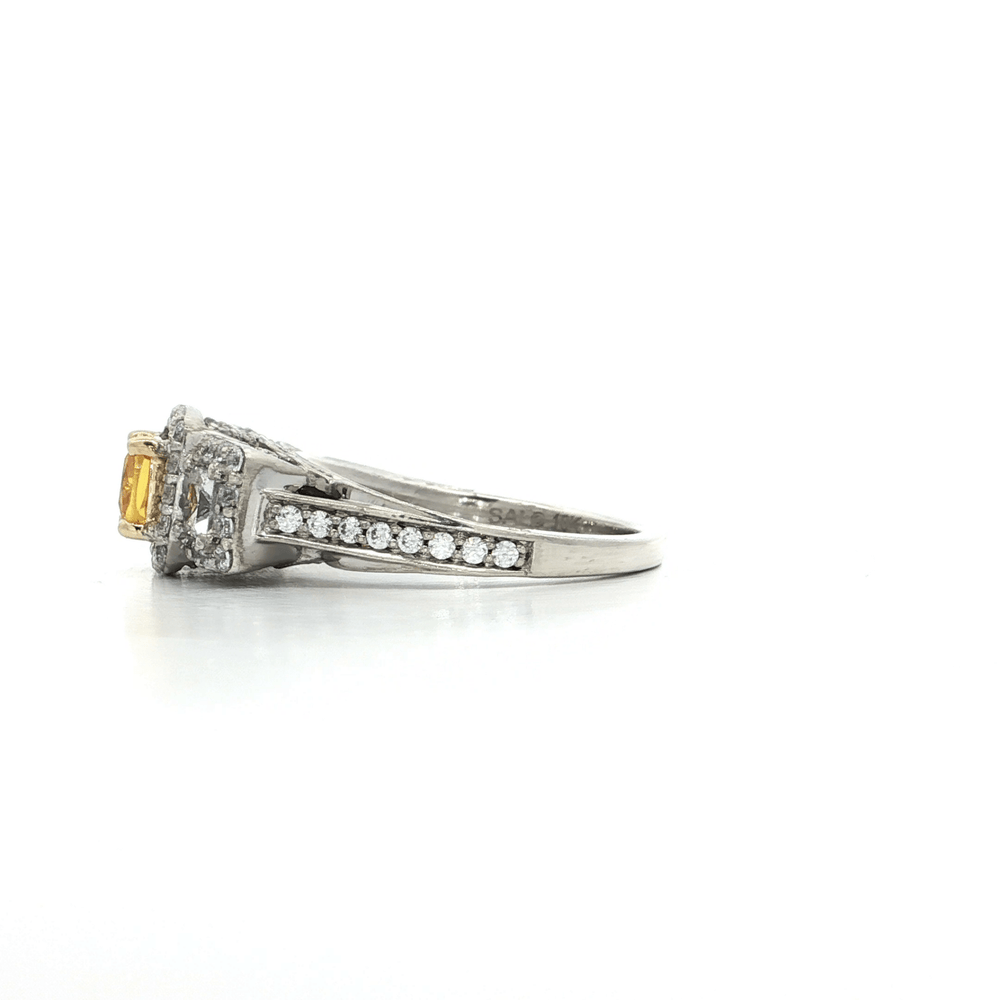 Citrine "Past • Present • Future" Halo CZ Ring Sterling Silver