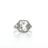 Cushion White Topaz Cubic Zirconia Halo Cocktail Ring (4 ¼ ct.) in Sterling Silver