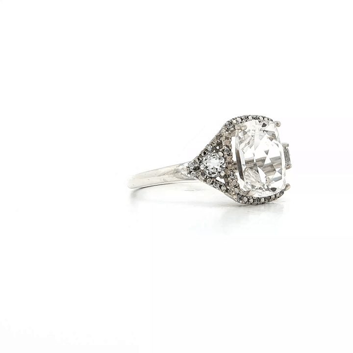 Large Cushion Cut Natural Topaz & CZ Halo Ring in Sterling Silver – Jewelry Depot, Inc.