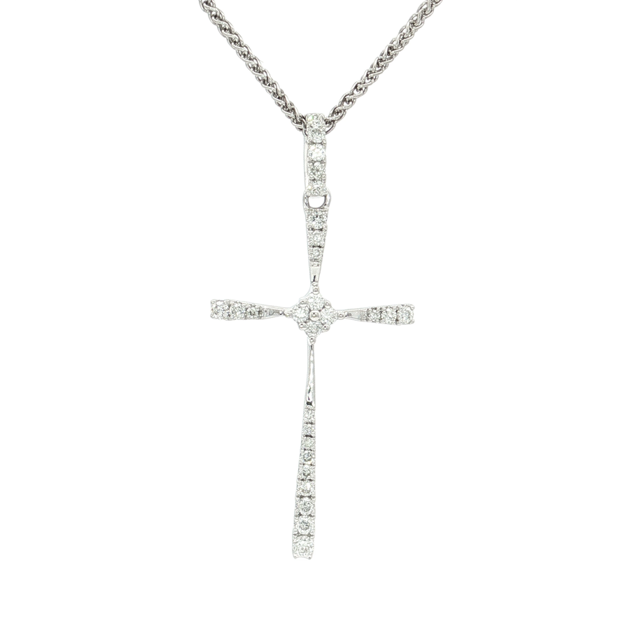 Nearly Flawless Colorless Diamond Cross Pendant (1/5 ct.) 18k White Gold
