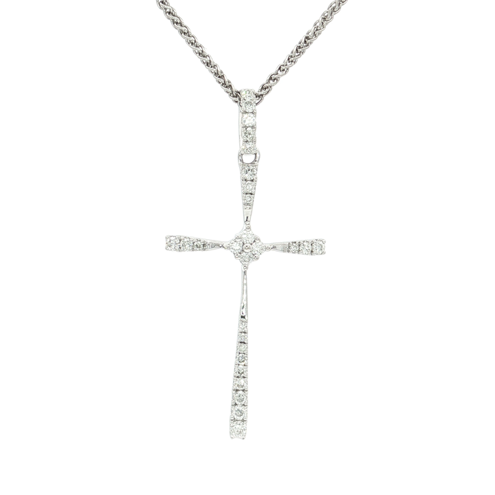 Nearly Flawless Colorless Diamond Cross Pendant (⅕ ct.) in 18k White Gold