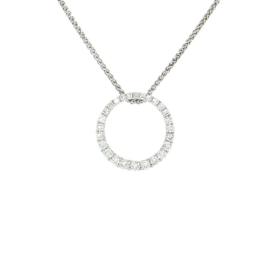 Colorless Nealry Flawless Diamond Circle Pendant (1/2 ct.) 18k White Gold
