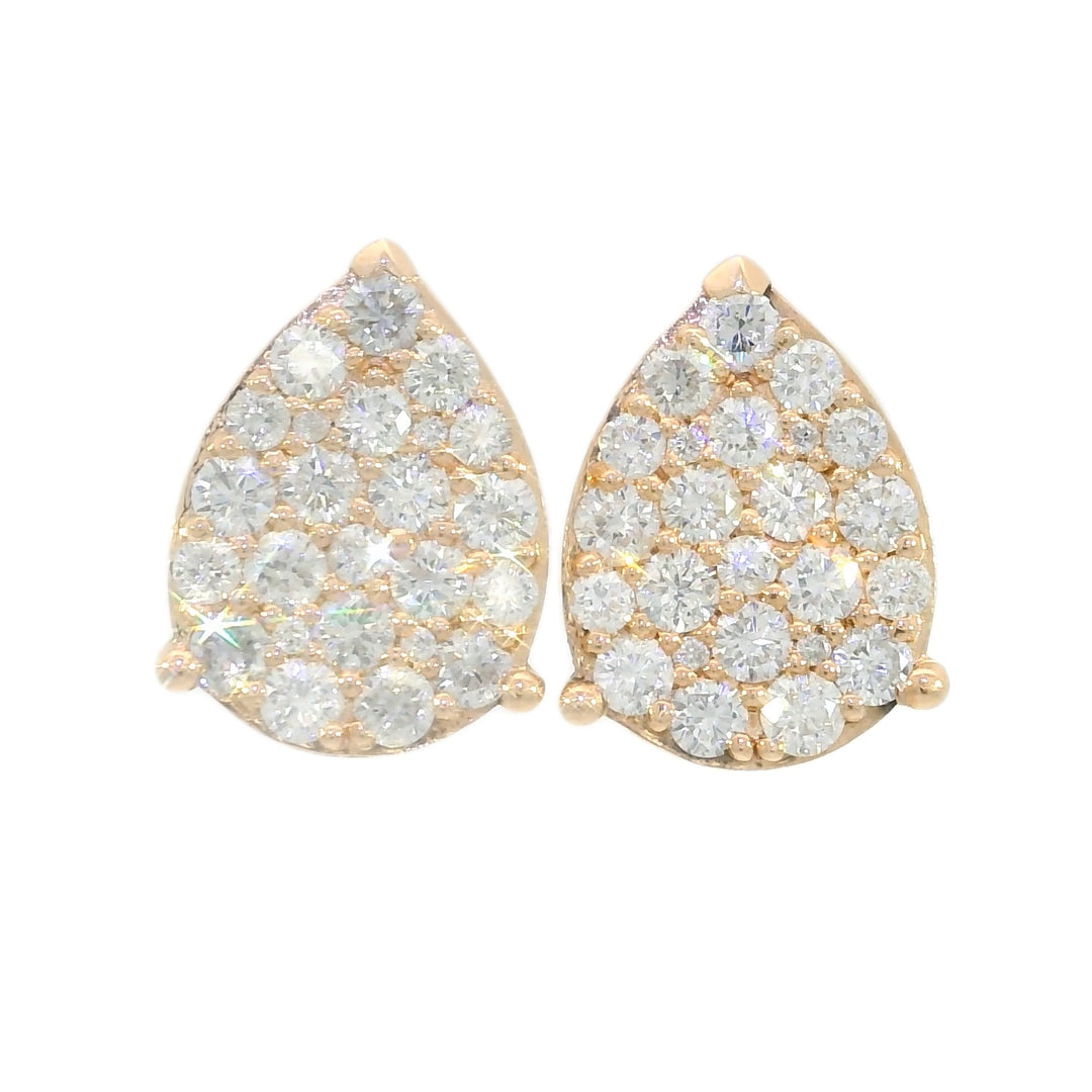 2.00 CTW Natural Diamond Cluster Teardrop Earrings in  14KT Rose Gold