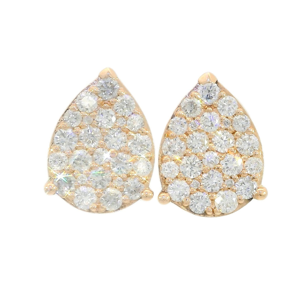 2.00 CTW Natural Colorless Nearly Flawless Diamond Cluster Teardrop Earrings in 14kt Rose Gold – Jewelry Depot, Inc.