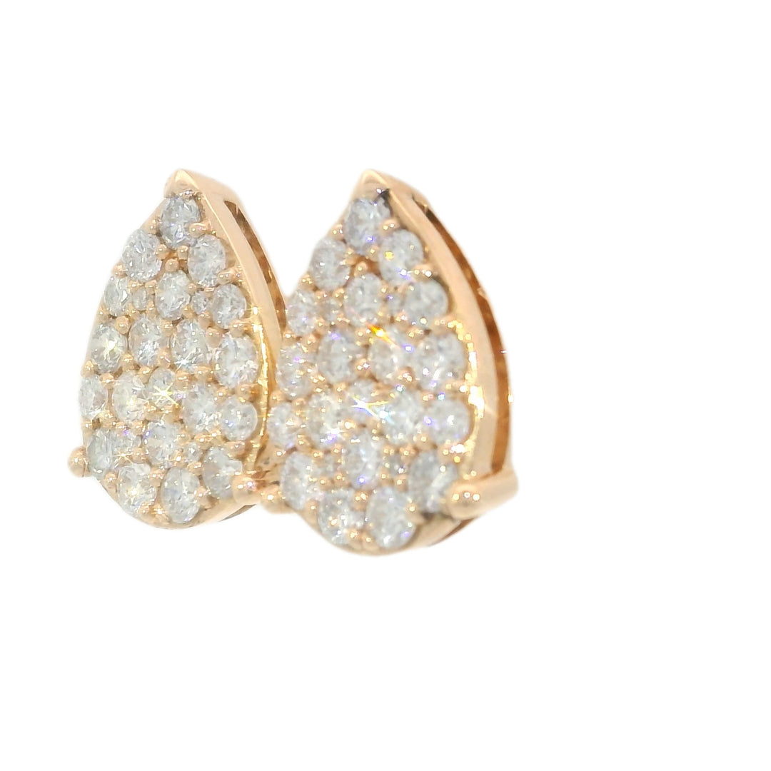 2.00 CTW Natural Diamond Cluster Teardrop Earrings in  14KT Rose Gold