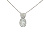 Oval-Shaped Nearly Flawless Colorless Diamond Cluster Pendant Necklace (1 ct. tw.) in 18k White Gold