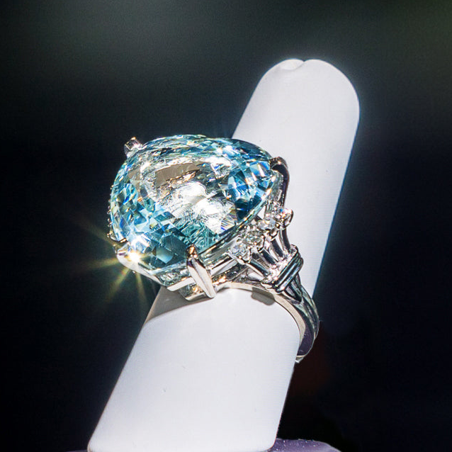 25.54 CTW GIA Certified AAA Grade Heart Shape Aquamarine & Diamond Ring in Platinum