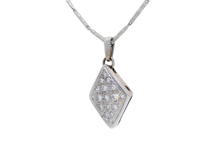 0.75 CTW Vintage Diamond-Shaped Natural Diamond Pendant Necklace in Palladium