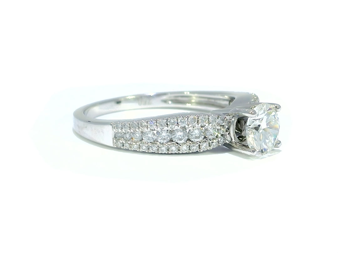 1.34 CTW EGL Certified Colorless Round Brilliant Diamond Engagement Ring in 18KT White Gold