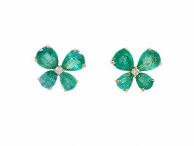 2.04 CTW Natural Emerald & Diamond Butterfly Stud Earrings in 14kt Yellow Gold – Jewelry Depot, Inc.