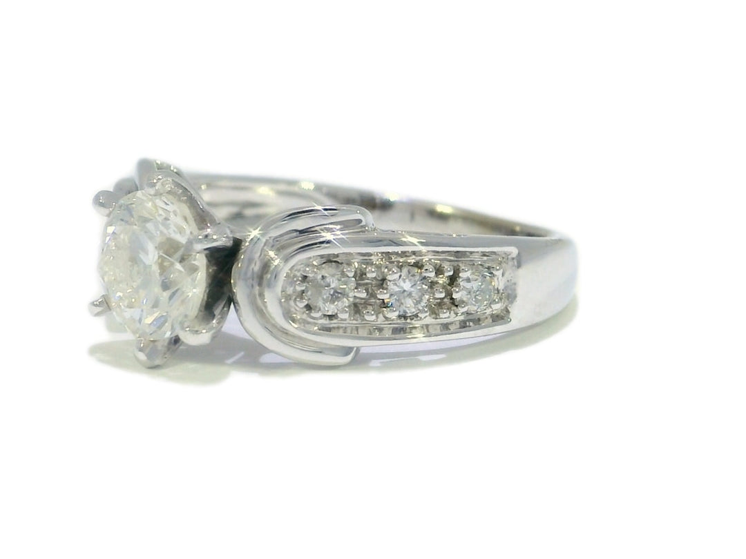 1.33 CTW EGL Certified Round Brilliant Diamond Engagement Ring in 14KT White Gold