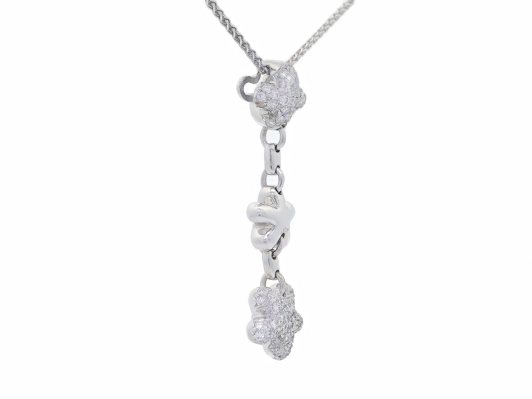 0.45 CTW Floral Hanging Diamond Pendant Necklace in 18KT White Gold