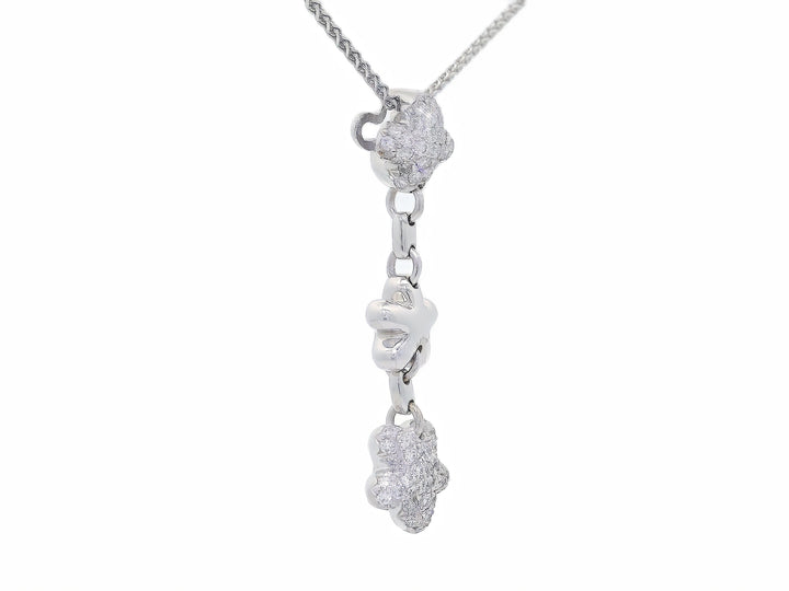 0.45 CTW Floral Hanging Diamond Pendant Necklace in 18KT White Gold