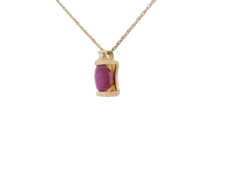 Ruby & Diamond Pendant Necklace in 10KT Yellow Gold