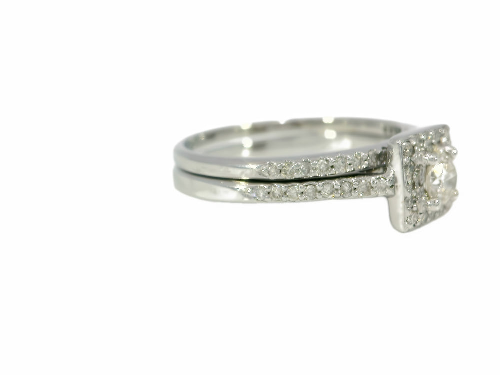 Round Diamond Bridal Set 14k White Gold