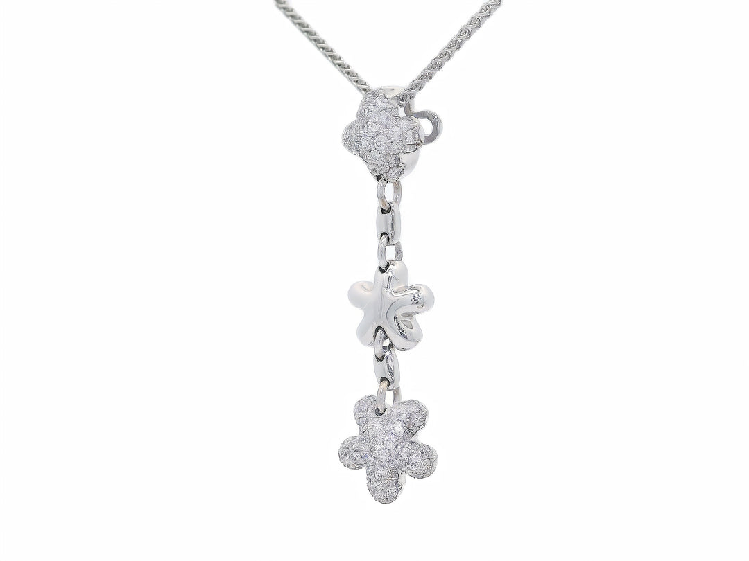 0.45 CTW Floral Hanging Diamond Pendant Necklace in 18KT White Gold