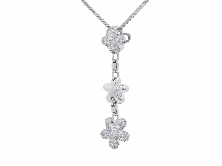 0.45 CTW Floral Hanging Diamond Pendant Necklace in 18KT White Gold