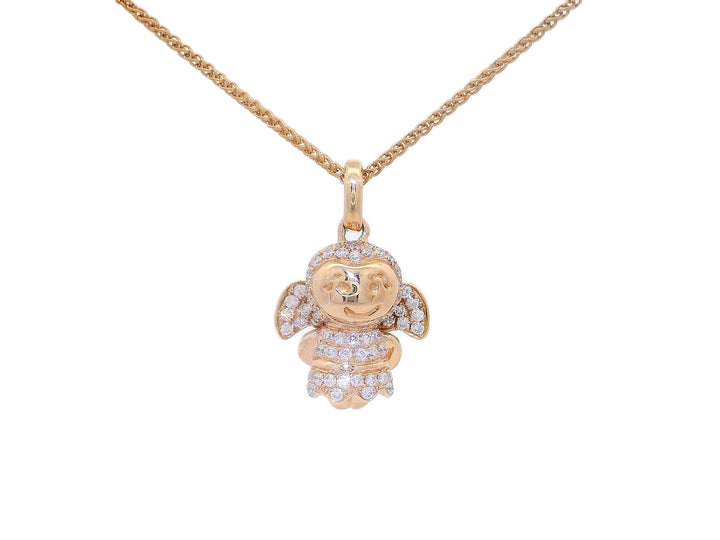 0.40 CTW Natural Diamond Angel Pendant Necklace in 18KT Rose Gold