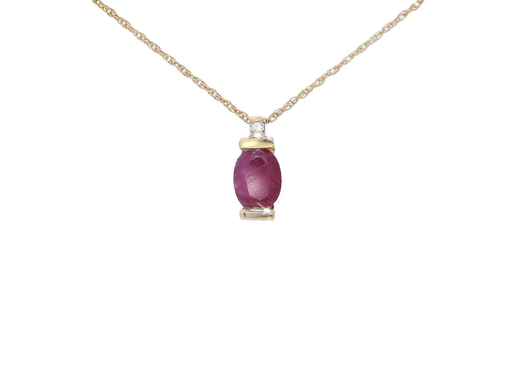 Ruby & Diamond Pendant Necklace in 10KT Yellow Gold